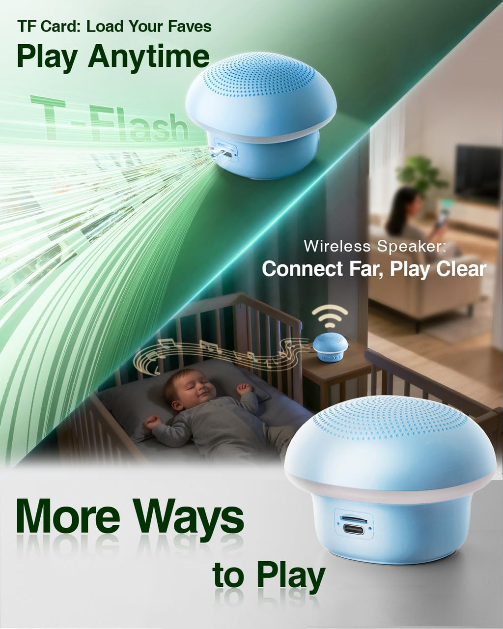 Qobayleo Portable White Noise Sound Machine for Baby, Kids & Adults, 20 Non-Looping Sounds, 48H Playtime, 30 Level Volume, Memory, 3…