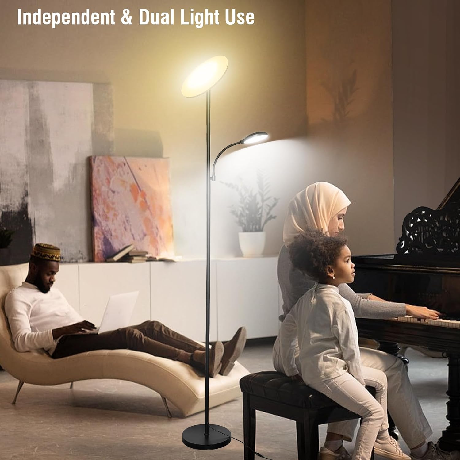 Marctronic Floor Lamps for Living Room, 44W/4500LM Super Bright 2 in 1 LED Floor Lamp with Remote, Stepless Dimmable, 69" Tall Standing Flo…