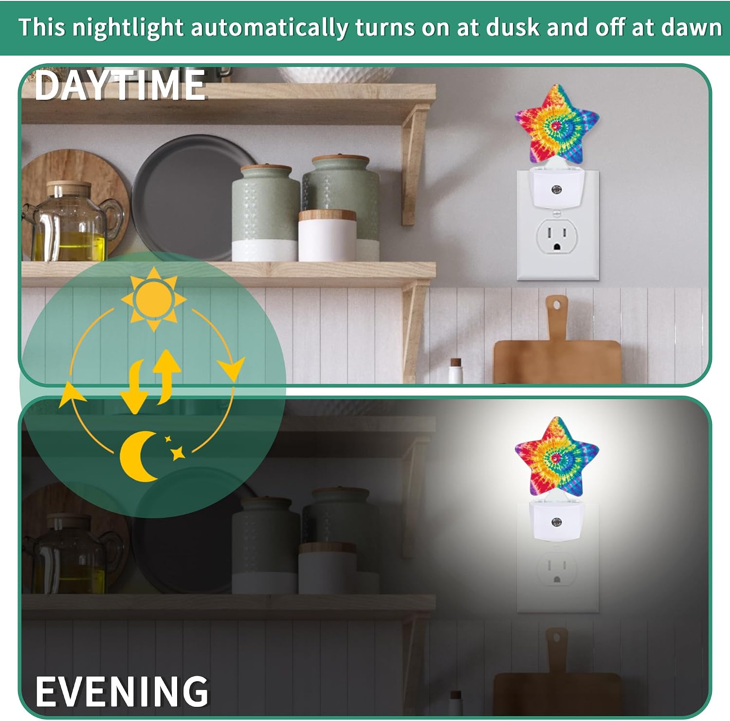 Colorful Tie-dye Star Night Light Plug in, Soft Glow Night Light for Kids Bedroom Nursery, Gentle Warm Light for Sleep, Compact Lamp for…