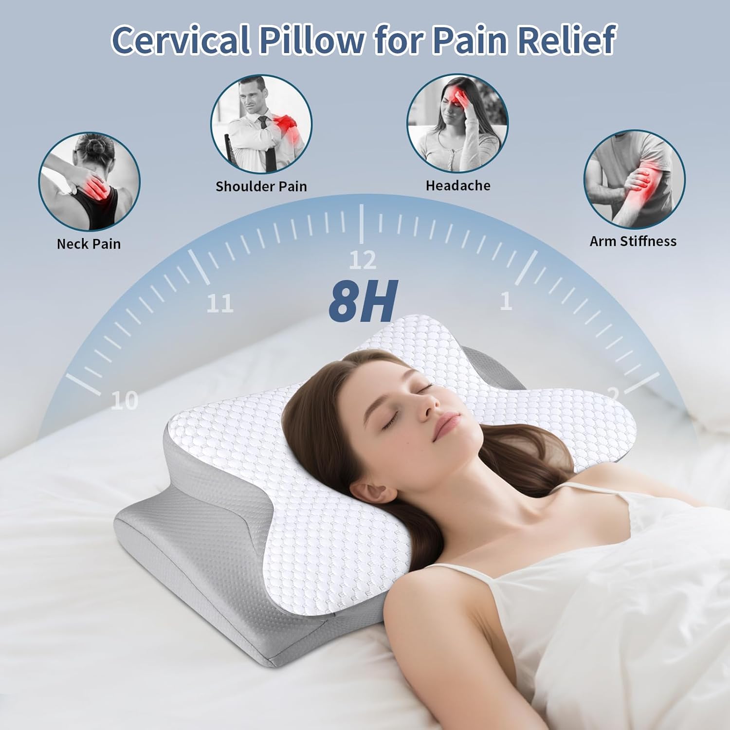 Bespillow Cervical Neck Pillow for Sleeping - Ergonomic Side Sleeper Pillow for, Contour Cervical Pillow for Neck Support, Orthopedic Memo…