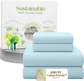 SUPREME ELEGANCE 4 Pcs 100% Cotton King Size Sheets Set, Sky Blue, 400 Thread Count, Percale Weave, Cooling, Crisp Hotel Style Bed…