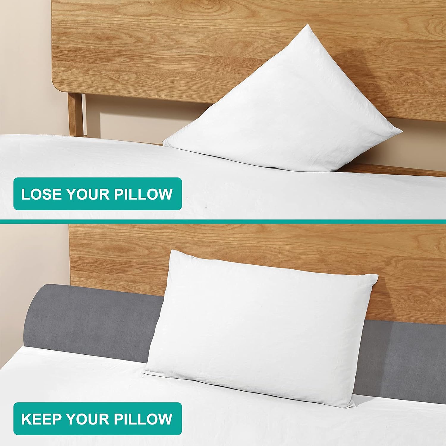 Vekkia Cal King Wedge Pillow Headboard/Bed Wedge Pillow for Headboard/Bed Gap Filler/Headboard Pillow, Pillow Wedge for Headboard…