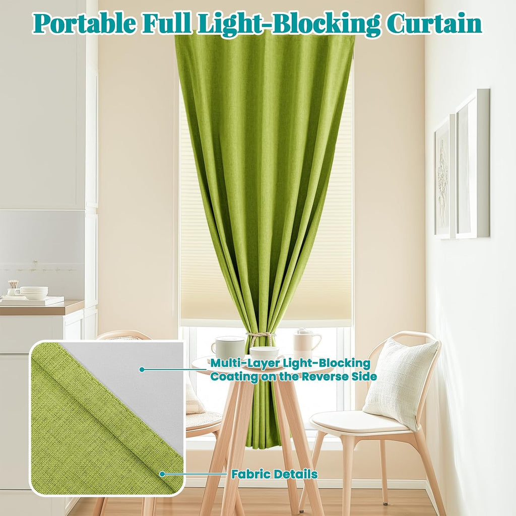 100% Blackout Self Adhesive Portable Curtains for Bedroom Easy to Install Window Thermal Lnsulated Kitchen Room Darkening Small Window…