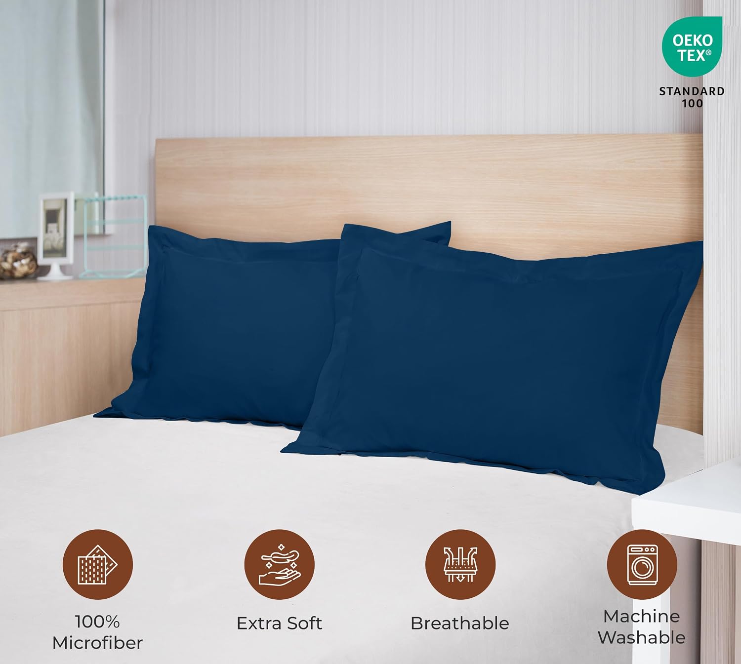 Royalelinens Royale Linens Pillow Shams 2 Pack Euro Size 26x26 Inch - Brushed 1800 Microfiber - Bed Pillow Shams, Wrinkle Resistant Super S…