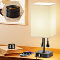Remote Control Bedside Lamp with USB-C & USB-A Charging Ports, 2 AC Outlets, Stepless Dimming Nightstand Lamp for Bedroom- Touch & Remote…
