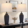 CINSARY 25" Retro Black Farmhouse Jar Table Lamps Set of 2, 3 Way Touch Control Rustic Bedside Lamps with USB A+C Ports & AC Outlet, Pot…