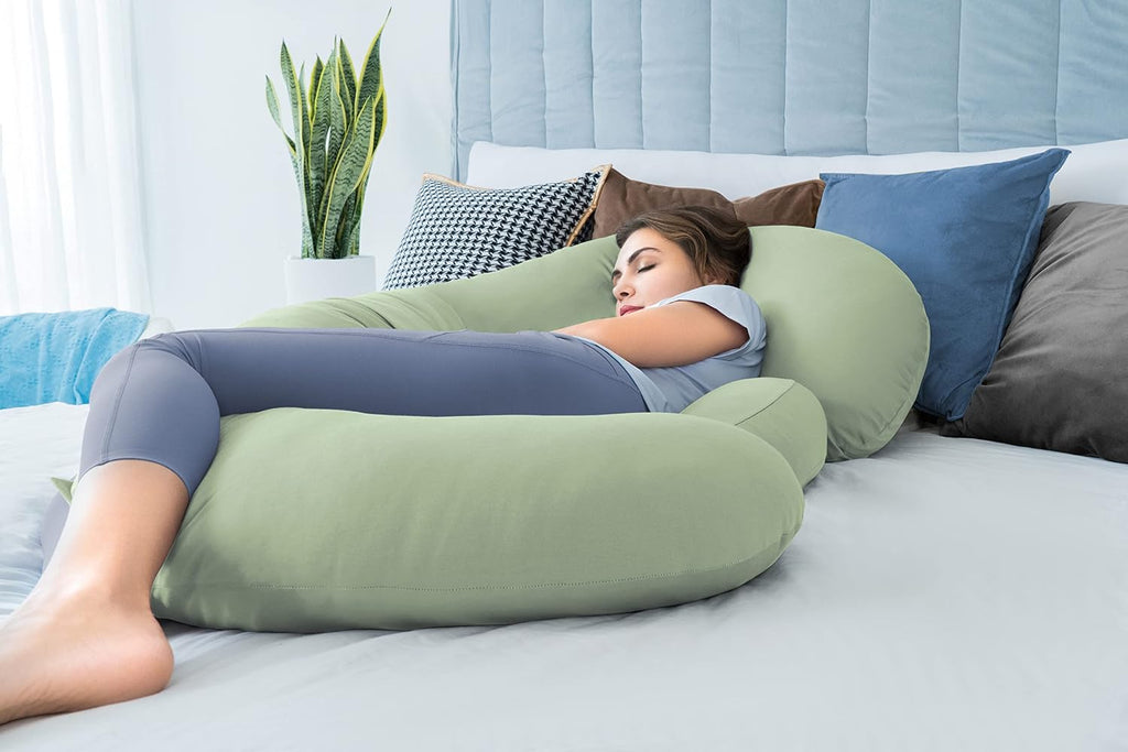 Queenrose QUEEN ROSE Cooling Pregnancy Pillows - E Shaped Pregnancy Pillows for Sleeping, Detachable Body Pillow for Pregnant Side Sleeper,…