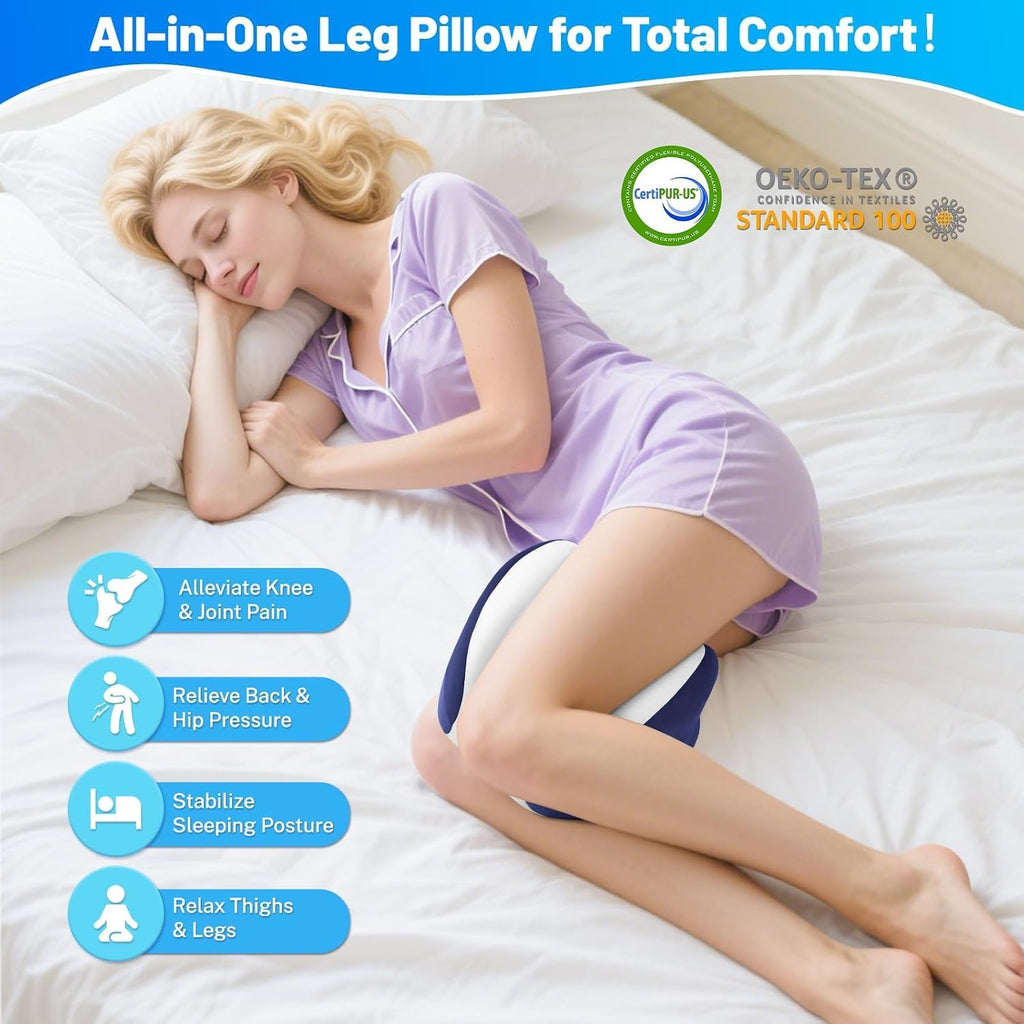 TranquilMoments Knee Pillow for Side Sleepers, Leg Pillow with Cooling Cover, Memory Foam Leg Pillow for Side Sleeping, Heart-Shape…