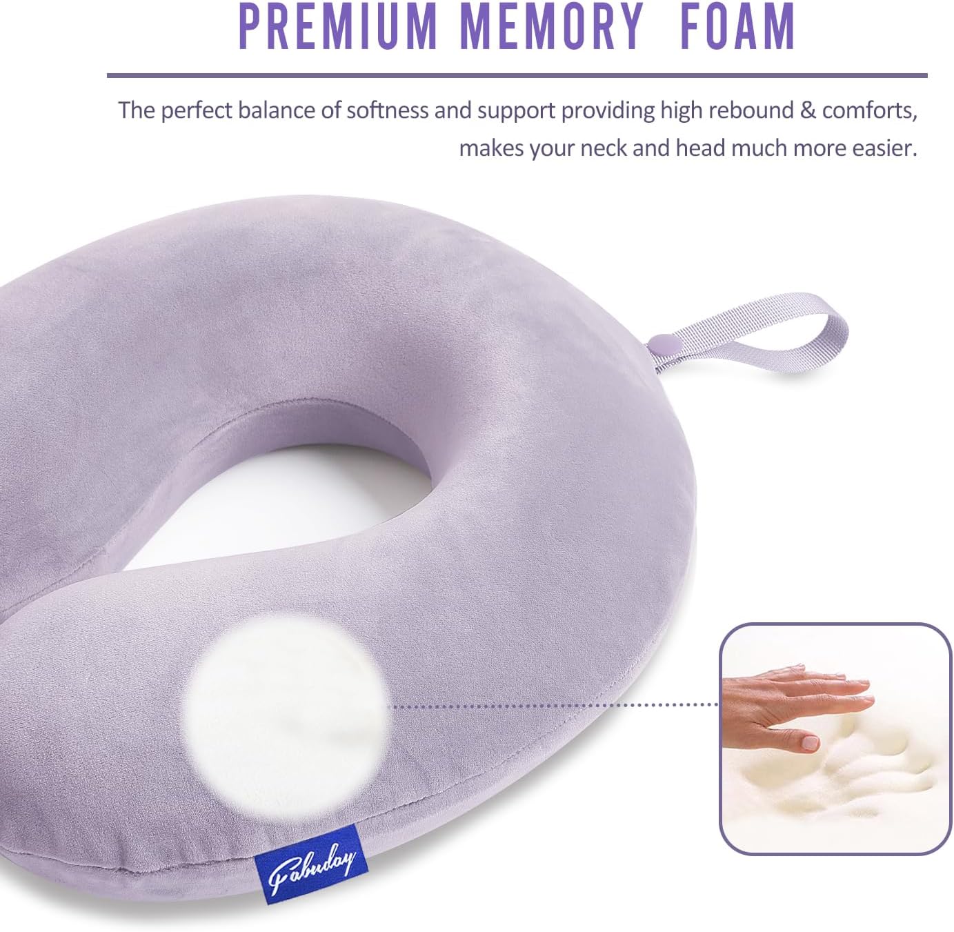 Fabuday Travel Pillow Memory Foam for Airplanes - Neck Pillow for Traveling, Car, Home, Flight Pillow for Sleeping with Attachable Snap Str…