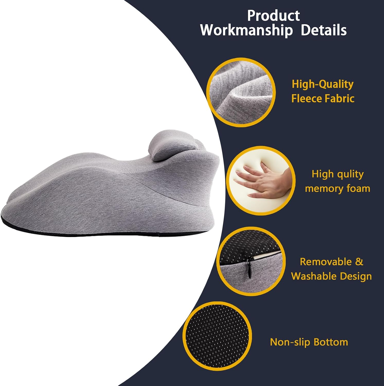 StarAneer Memory Foam Ergonomic Wedge Pillow & Reading Pillow – Orthopedic Support for Neck, Back & Legs – Ideal for Sleeping, Elevating &…