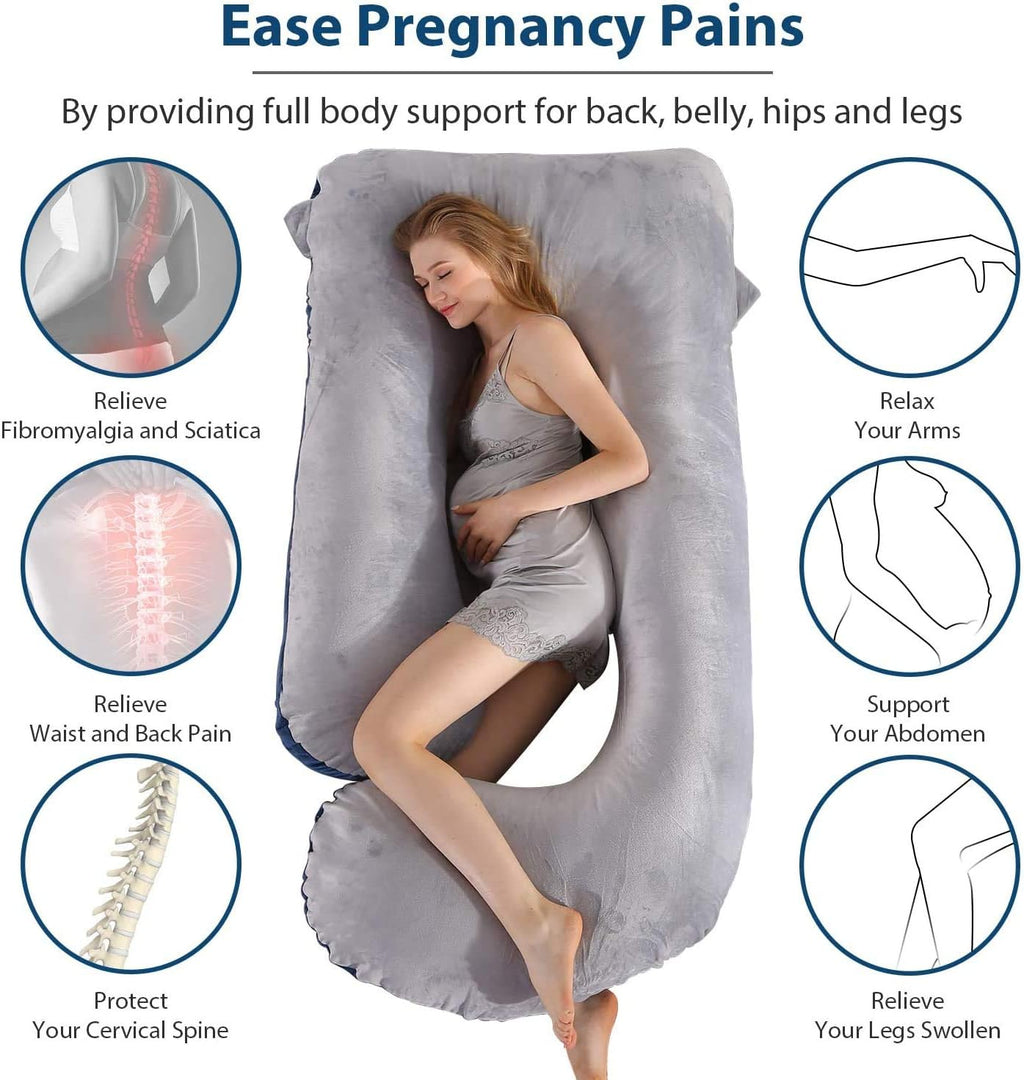 U-Shaped Full Body Pregnancy Pillow for Sleeping – 57" Maternity Pillow with Removable Cover, Support for Back, Legs, Belly & Hips…