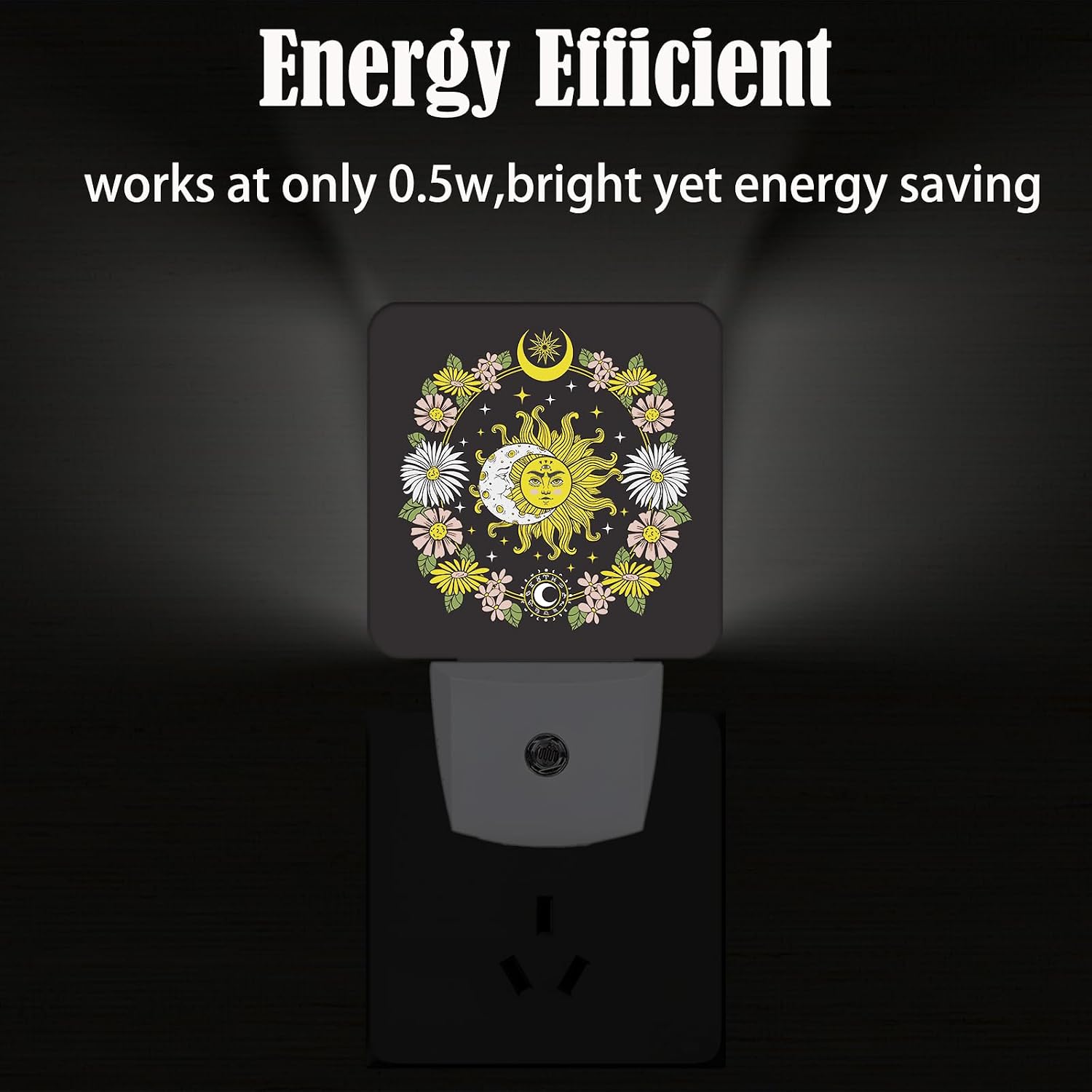 Sun and Moon Flowers Night Light, Plug-in Nightlights Auto Sensor Night Lamp Dusk-to-Dawn Lamp Home Decor for Nursery Children Girls Boys