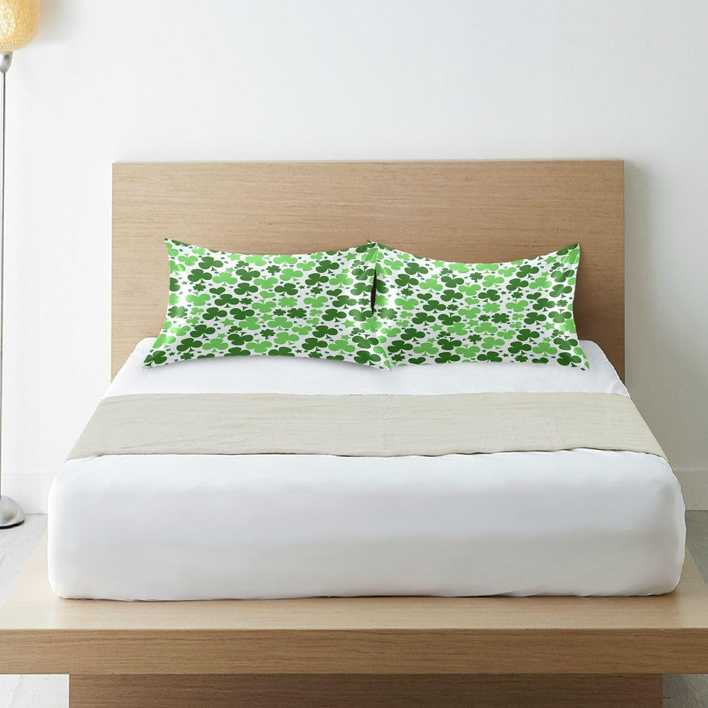 YETTASBIN St. Patrick's Day Clover Satin Pillowcase, Soft Breathable Silk Pillow Case with Envelope Closure for Hair and Skin, Standard…