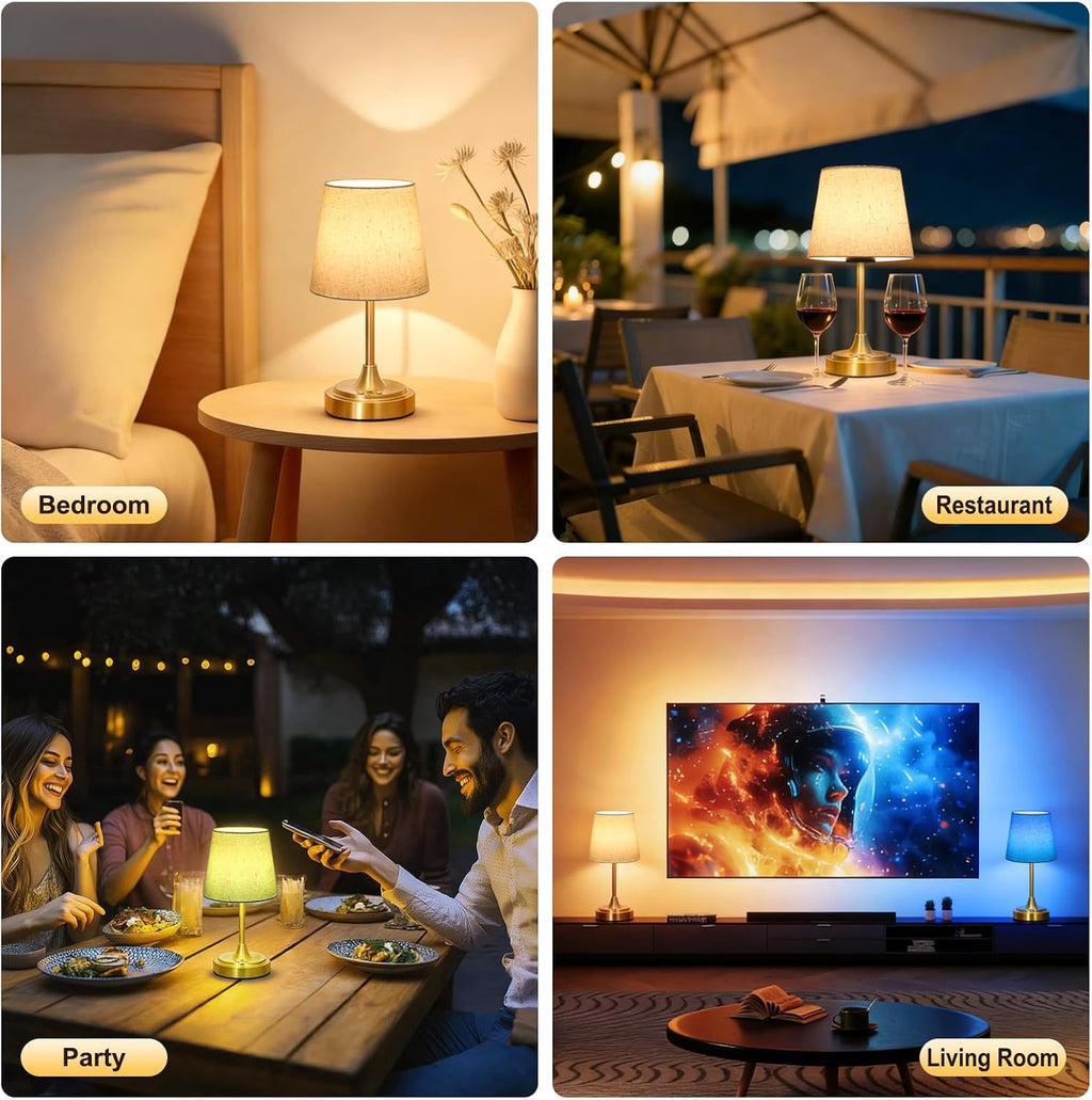 Wowag Small Cordless Table Lamp Rechargeable,5000mAh Battery Operated Desk Lamp,3 Colors & 7 RGB Stepless Dimmable, Touch Ambient Light…