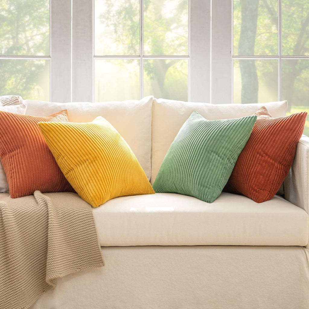 Miulee Decorative Throw Pillow Covers 18x18 Inch Set of 4, Vibrant Cushion Covers Vintage Retro Home Decor, Mix and Match Color Clash Desig…