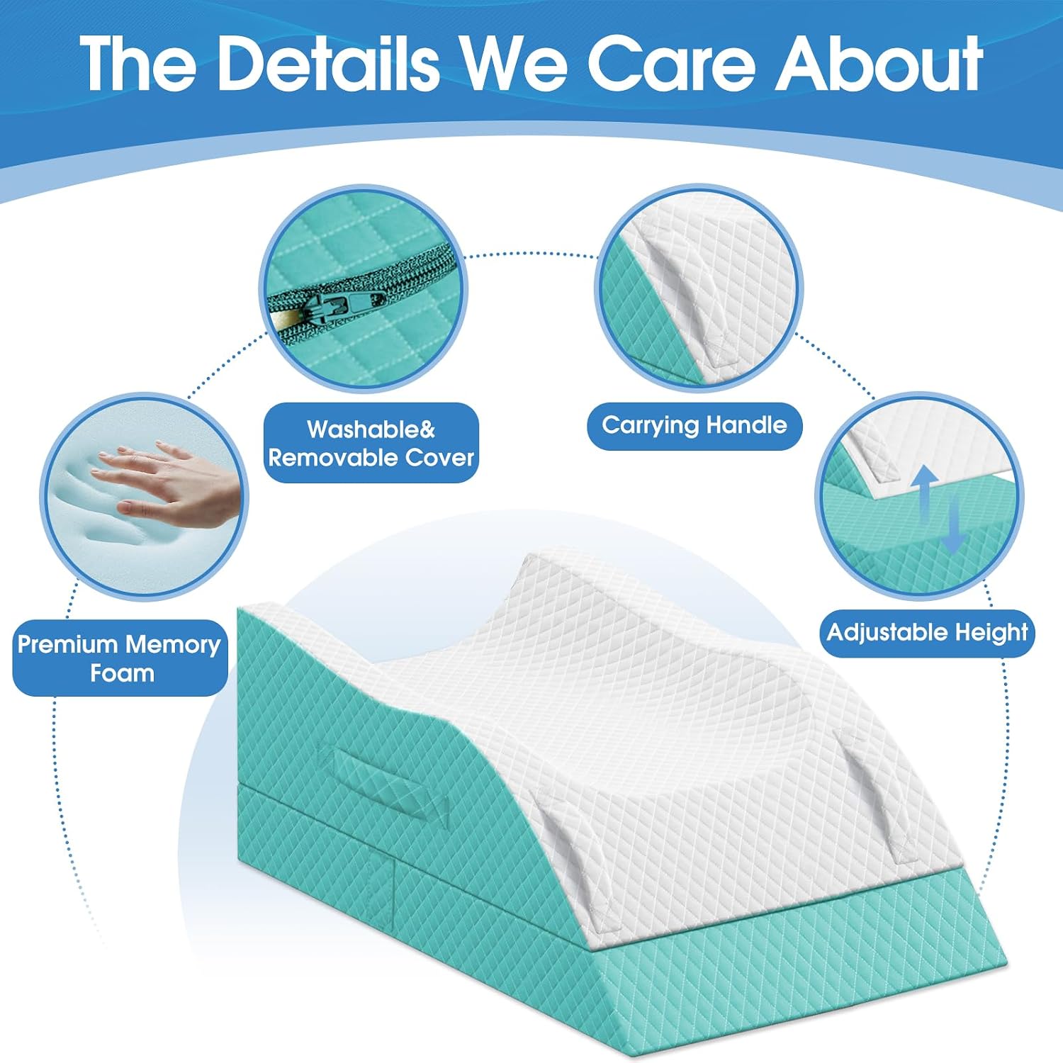TranquilRelax TranquilRelax Elevation Pillows for Leg After Surgery, Memory Foam Adjustable Wedge Pillow for Injury or Rest, Ankle P…