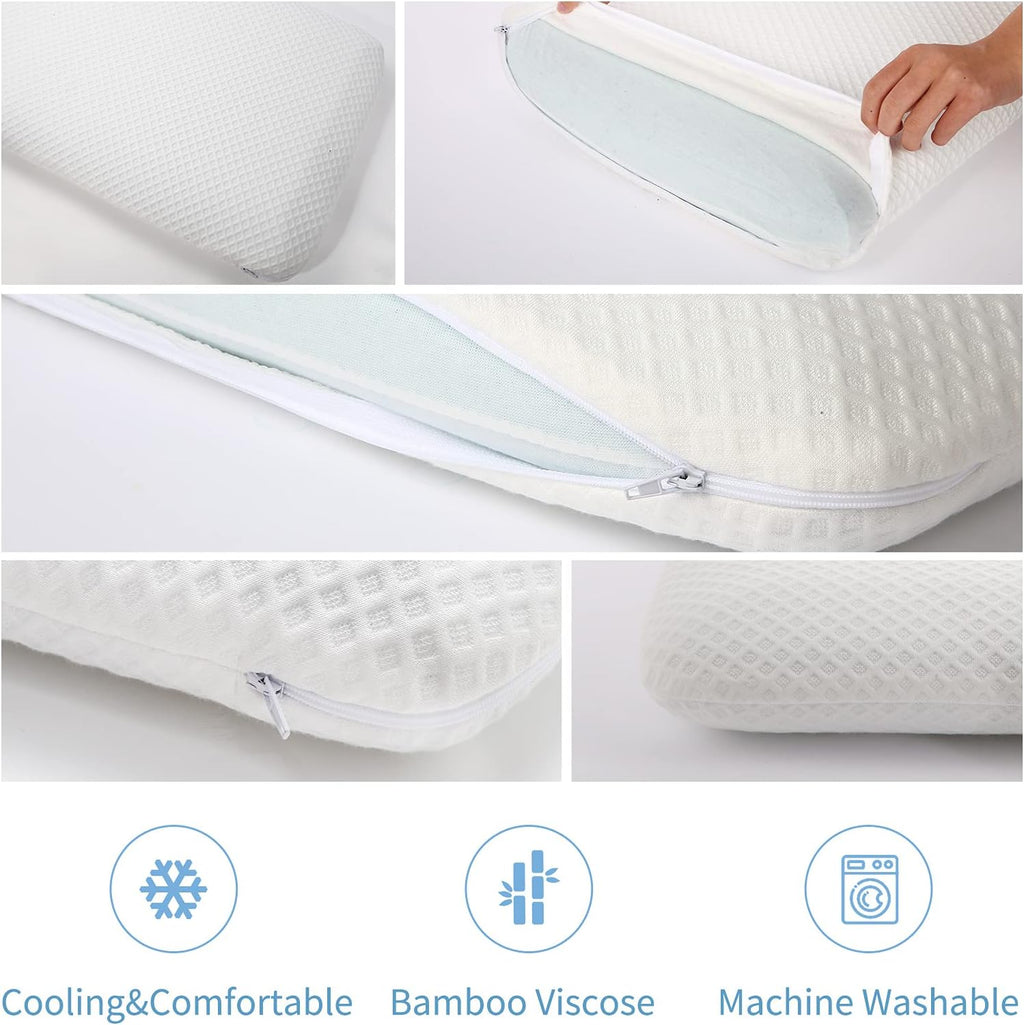 Dlight Bd 3.2" Stomach Sleeping Memory Foam Pillow-Thin, Flat, Soft Yet Supportative for Belly, Back& Stomach Sleepers (3.2" -King…
