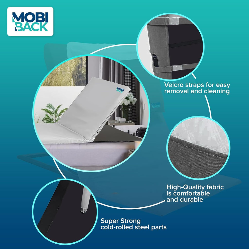 Electric Lifting Backrest for Bed by Mobi-Back (Full Bed Cushion Version – Solid Steel Construction)