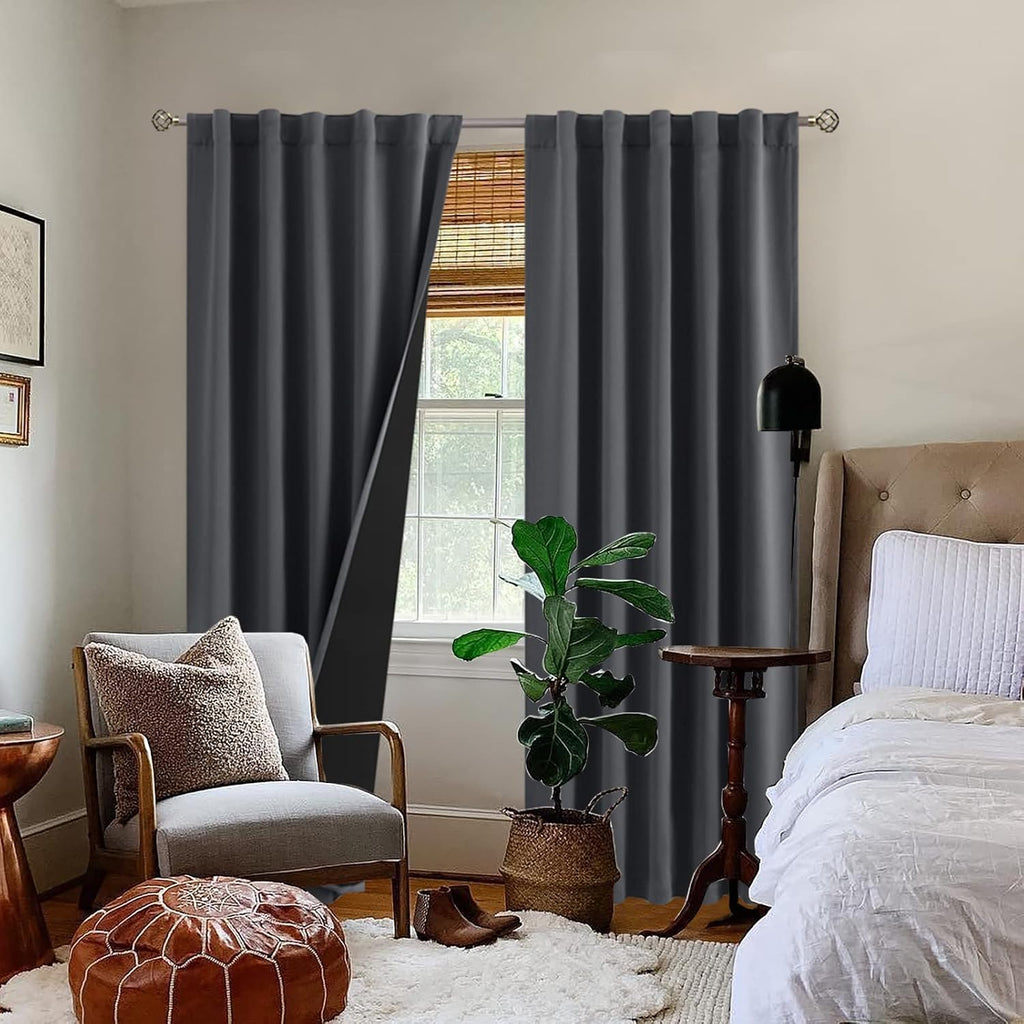 BGment 100% Room Darkening Thermal Insulated Blackout Curtains 84 Inches Long for Bedroom, Rod Pocket and Back Tab Double Layer Noise…