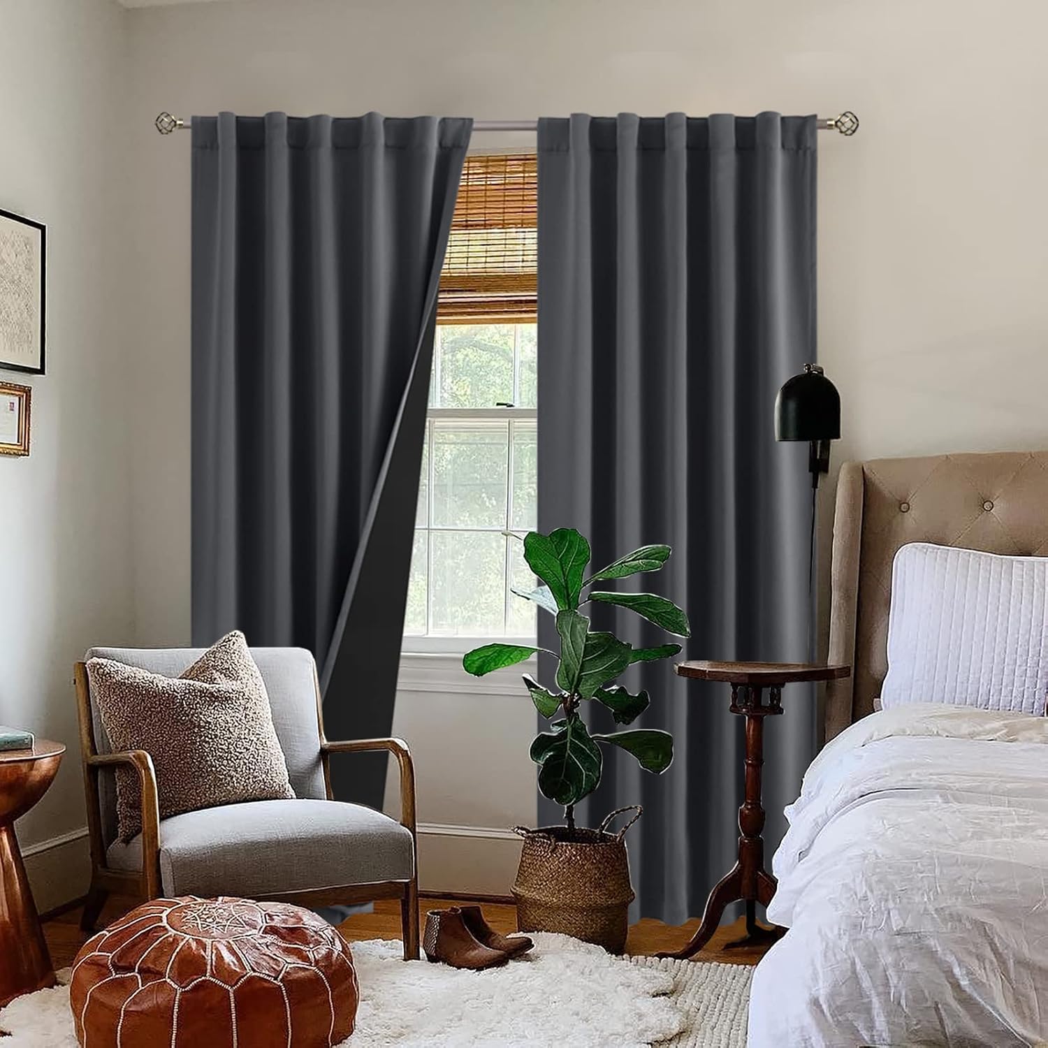 BGment 100% Room Darkening Thermal Insulated Blackout Curtains 84 Inches Long for Bedroom, Rod Pocket and Back Tab Double Layer Noise…