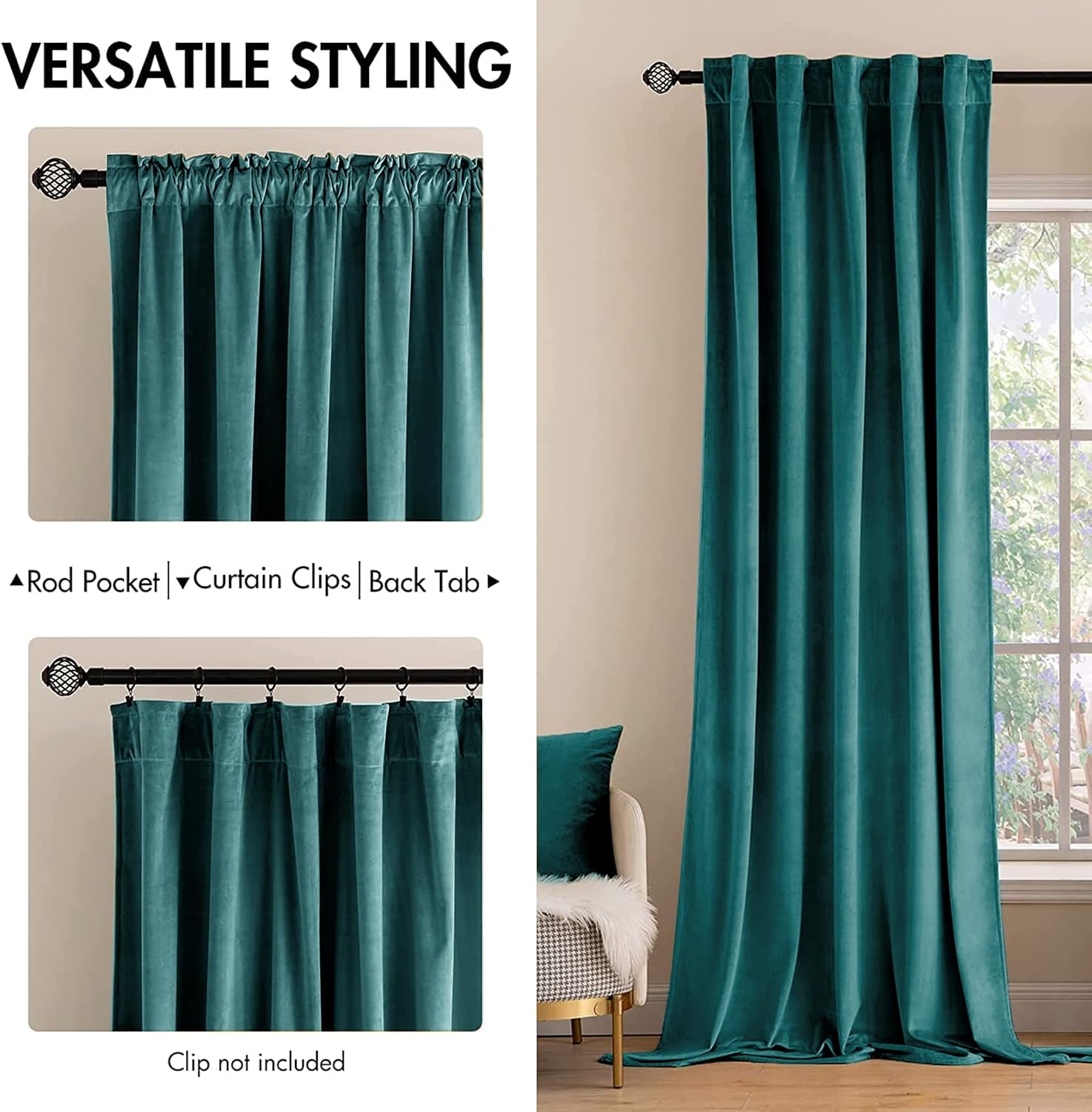 Miulee Teal Velvet Curtains 84 inches 2 Panels - Luxury Blackout Curtains for Bedroom Living Room Thermal Insulated Super Soft Window Drape…