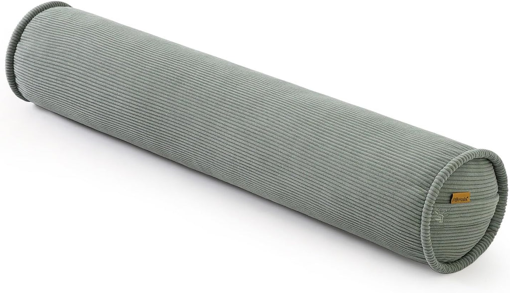 Long Pillow for Bed – Corduroy Round Bolster Pillow for Adults, Decorative Body Pillow for Sleeping or Sofa Support,47 x 7.87 Inches, Grey…