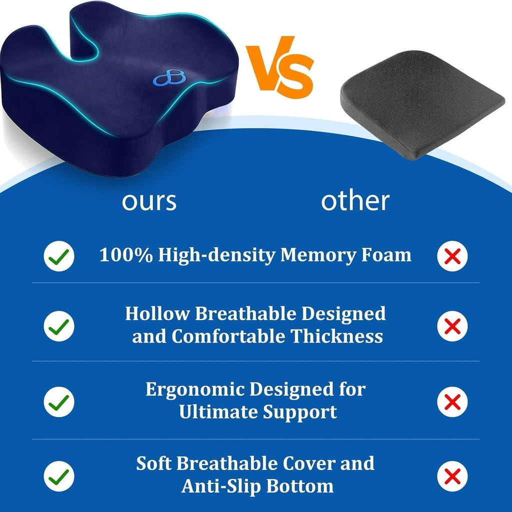 CushyOasis Seat Cushion, Gel Chair Cushions, Office Chair Cushions, Anti-Slip Bottom & Removable Cover Tailbone Cushion, Memory Foam Seat C…