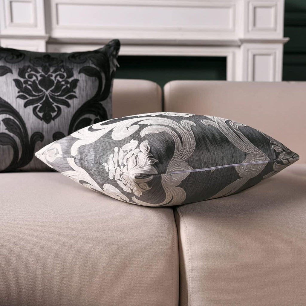NAPEARL Throw Pillow Covers-Set of 2 Cushion Covers with Jacquard Patterns, Black Decorative Pillowcase for Couch, Sofa, Bed, Attractive…