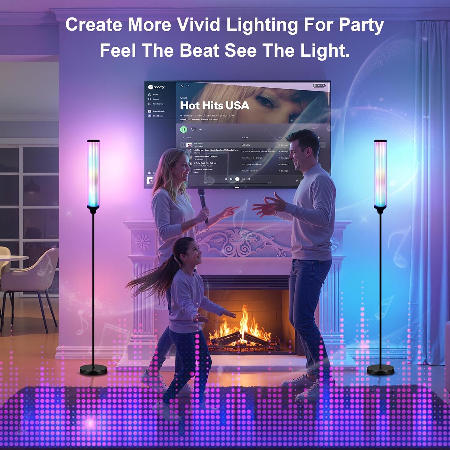 FRIDEKO HOME Floor Lamp, Smart RGBCW LED Color Changing Ambient Lighting for Living Room & Gaming Decor, Standing Lamp with App & Remote…