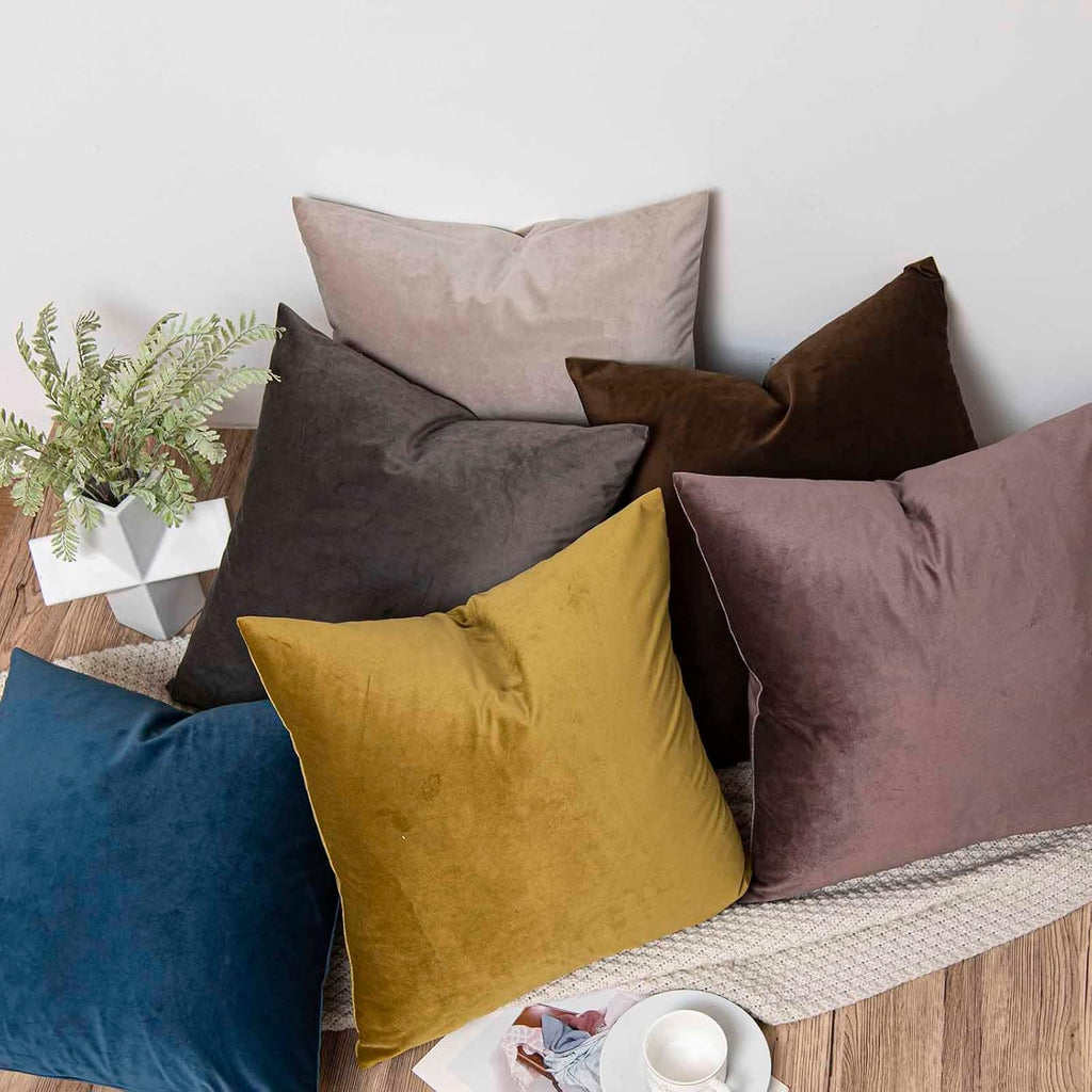Juspurbethome JUSPURBET Brown Throw Pillow Covers Set of 2 Decorative 22x22 Velvet Pillow Covers for Couch Sofa Bed Soft Cushion Covers Cas…