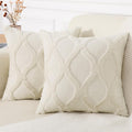 decorUhome Summer Euro Sham Throw Pillow Covers 22x22 Inch Set of 2, Soft Plush Faux Fur Wool Beige Accent Couch Pillow Covers for Modern F…