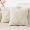 decorUhome Summer Throw Pillow Covers 18x18 Inch Set of 2, Soft Plush Faux Fur Wool Beige Accent Couch Pillow Covers for Modern Farmhouse B…