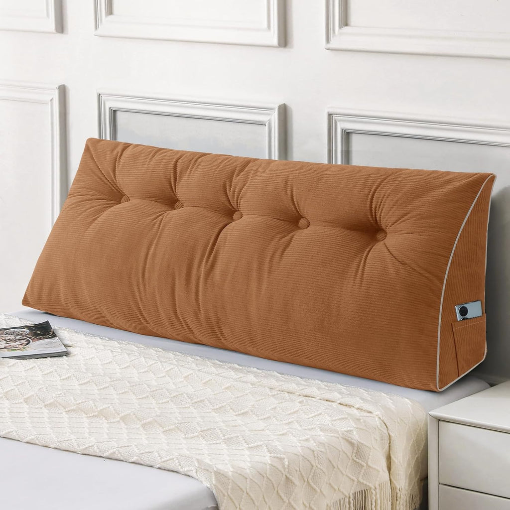 Sasttie Headboard Pillow Queen, Wedge Pillow Headboard for Sitting Up in Bed, Back-Rest Support Triangular Cushion for Reading - Features R…