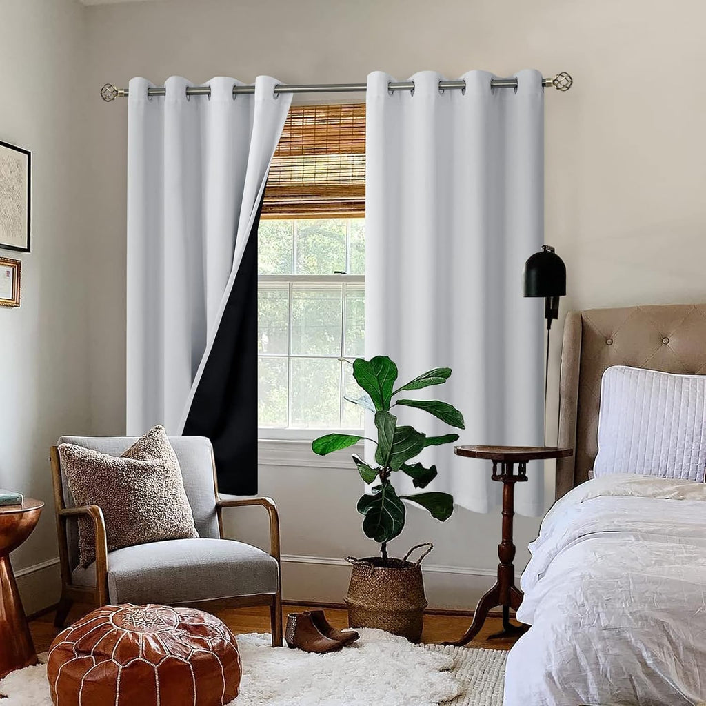 BGment Greyish White 100% Blackout Curtains for Living Room 72 Inch Length 2 Panels, Thermal Insulated Full Light Blocking Energy Save Wind…