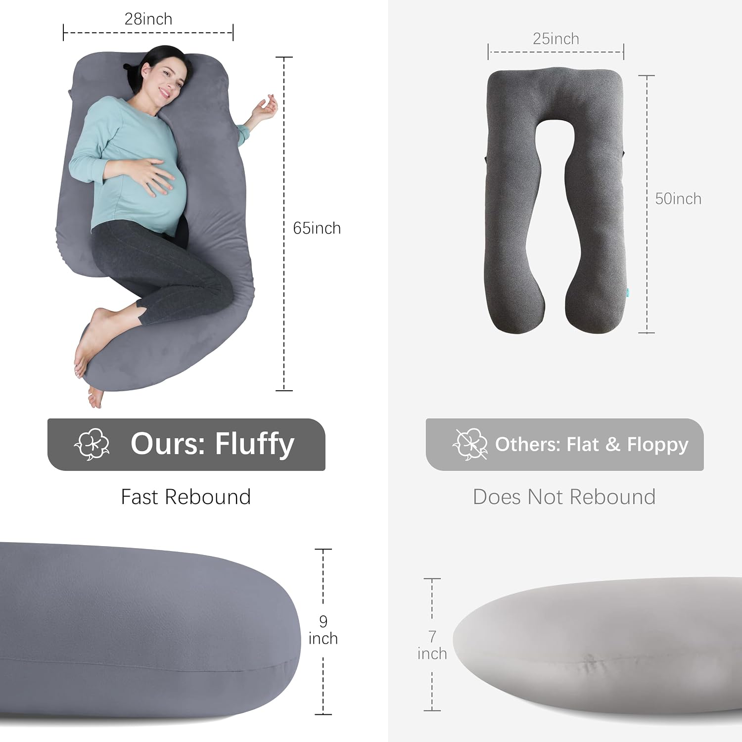Moonpark MOON PARK Pregnancy Pillows for Sleeping - U Shaped Full Body Maternity Pillow with Removable Cover - Support for Back, Legs, Bell…