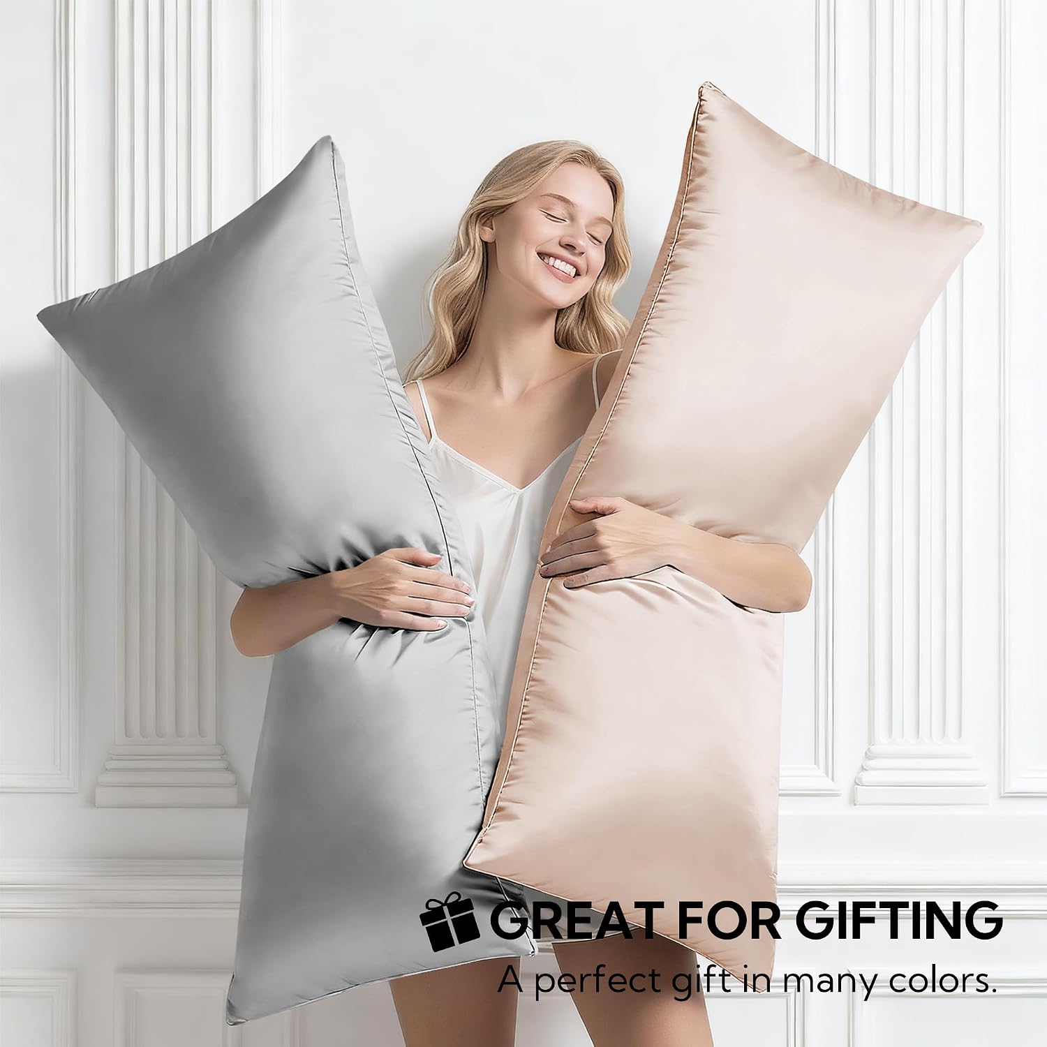 MR&HM Satin Body Pillow Cover, Soft and Breathable Body Pillow Case with Envelope Closure, Cooling and Silky Long Pillowcase for Hair and…