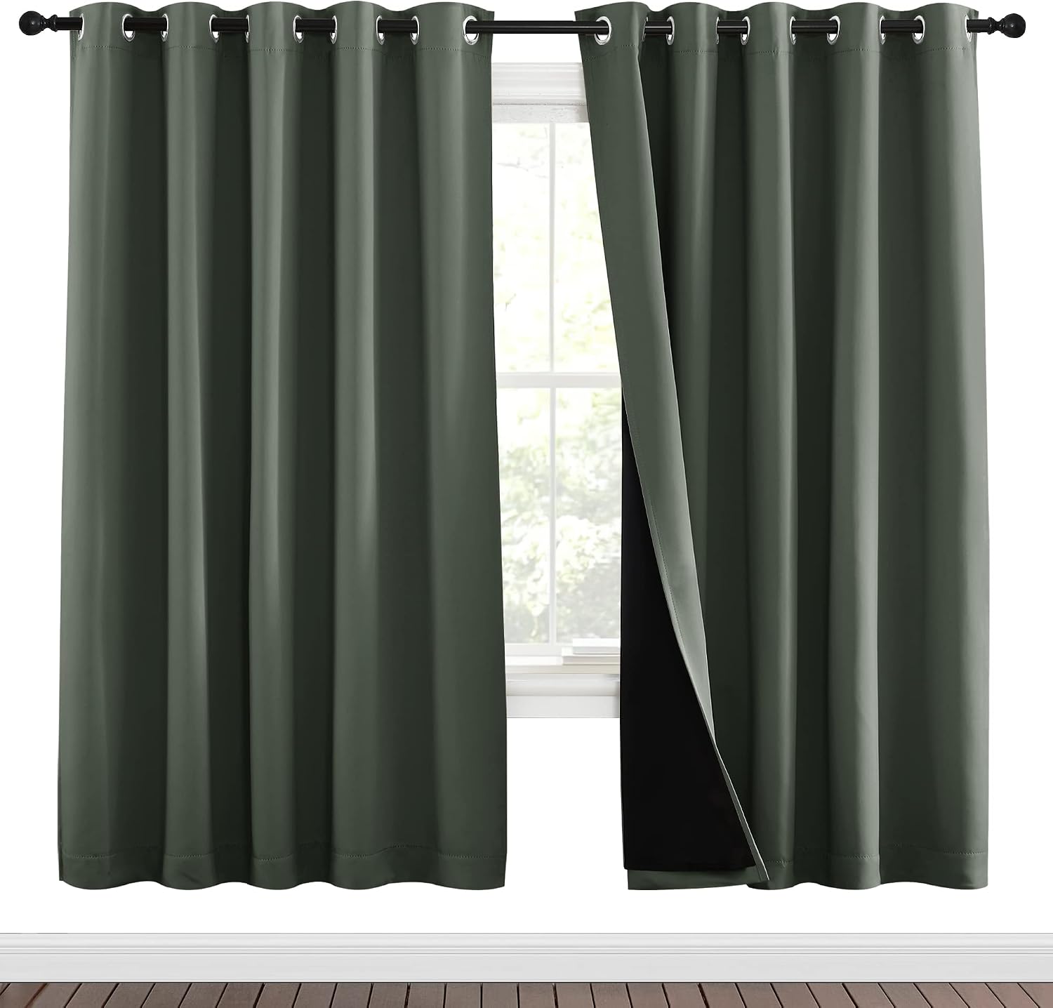 Nicetown 100% Blackout Window Curtain Panels, Full Light Blocking Drapes with Black Liner for Nursery, 72-inch Drop Thermal Insulated Drape…