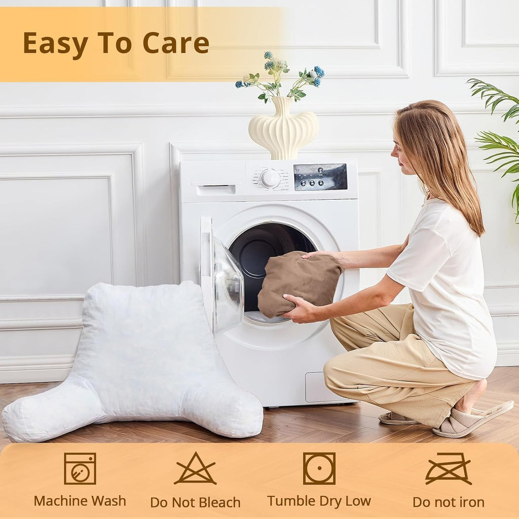 Sasttie Reading Pillow, Velvet Back Pillow for Bed Sitting Up, Adult Back-Rest Support Cushion with Arms for Sit Up on Couch, Sofa, and…
