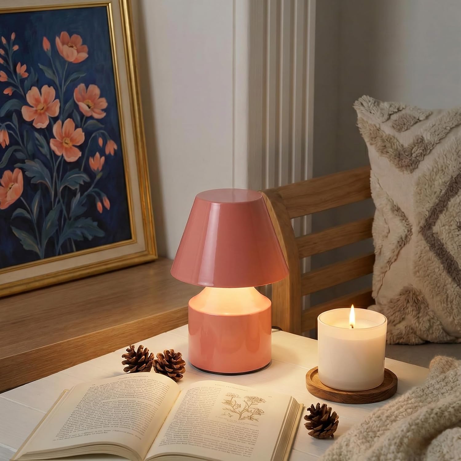 AUGE LIGHT Mini Tap Lamp, Touch Control Night Light, Type-C Rechargeable Cordless Table Lamp for Bedroom, Living Room, Kids' Gift, Pink