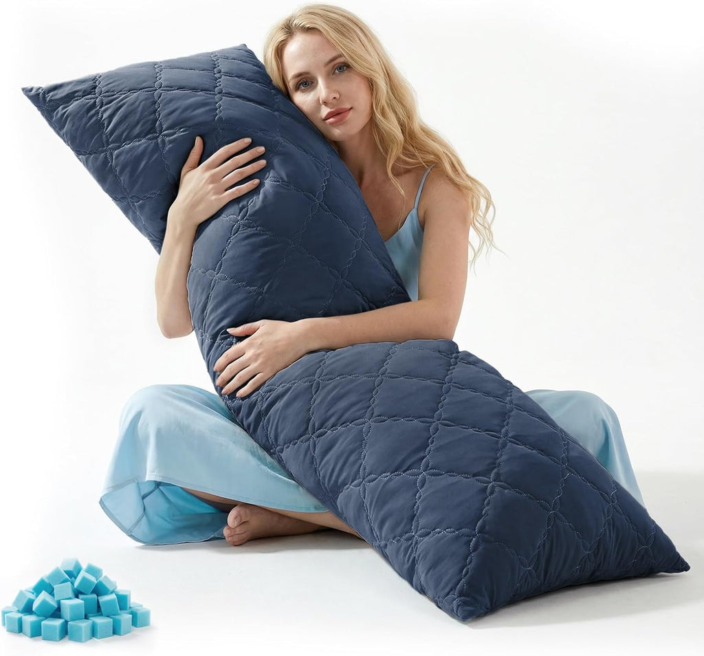 Bedelite Cooling Body Pillow for Adults, Creative Ultra Soft Cool-Touch Quilted Nylon-Spandex Body Pillow Cover, Adjustable Memory Foam Lon…