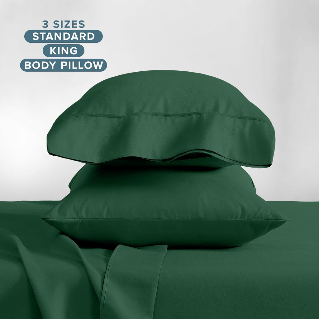 BareHome Bare Home Microfiber Pillow Cases - Standard/Queen Size Set of 2 - Cooling Pillowcases - Double Brushed - Forest Green Pillowcases…