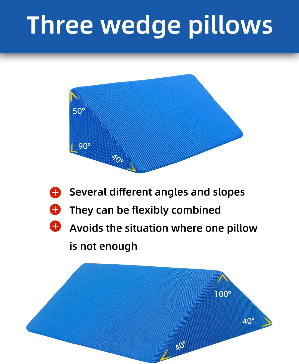 Fanwer Positioning Wedge Pillow for Side Sleeping (3 in 1), 40 Degree Triangle Bed Wedges & Body Positioners for Back Pain, Preventing Beds…