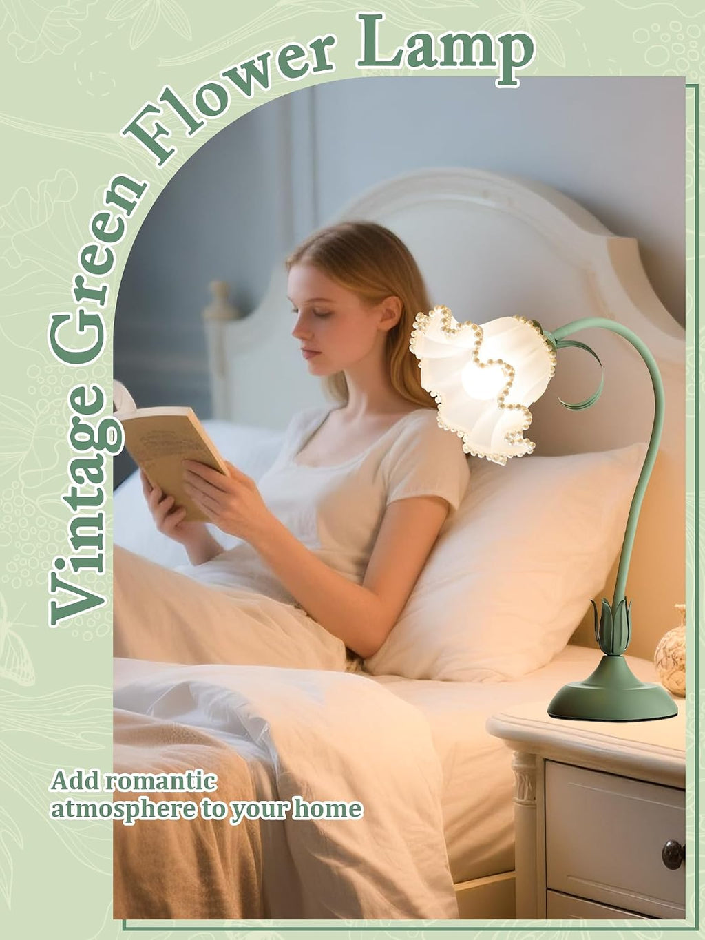 Aqdzcnf Flower Table Lamp, LED Reading Light Bedside Vintage Flower Night Light,3 Colors Modes Kawaii Bedside Lamps Decor, Living Room Bedroo…