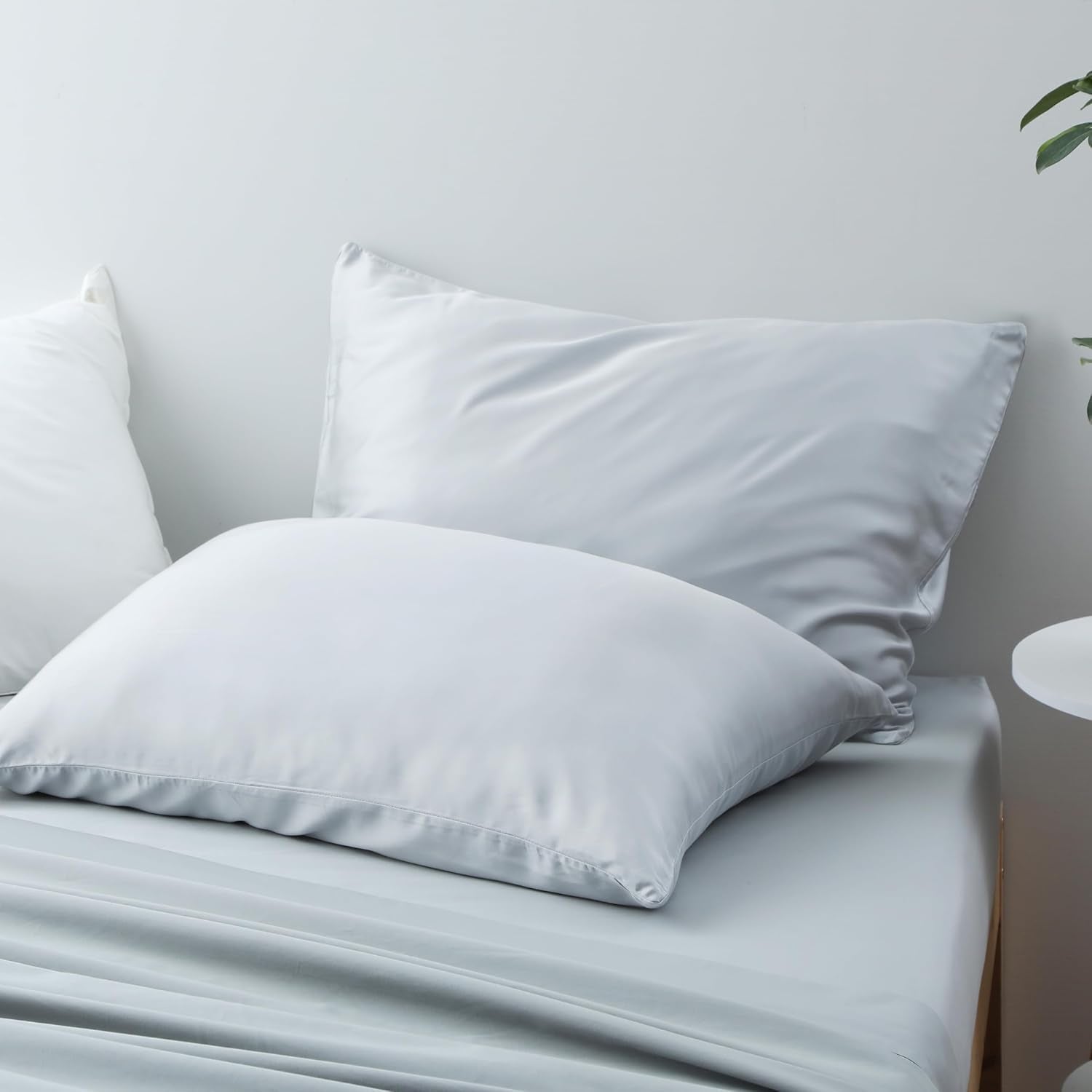 Bamboo Viscose Zippered Pillow Cases King Size Set of 2, 400 Thread Count Cooling Pillow Protectors for Hot Sleepers, Luxurious Hotel…