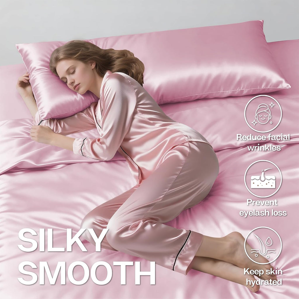 MR&HM Satin Body Pillow Cover, Soft and Breathable Body Pillow Case with Envelope Closure, Cooling and Silky Long Pillowcase for Hair and…