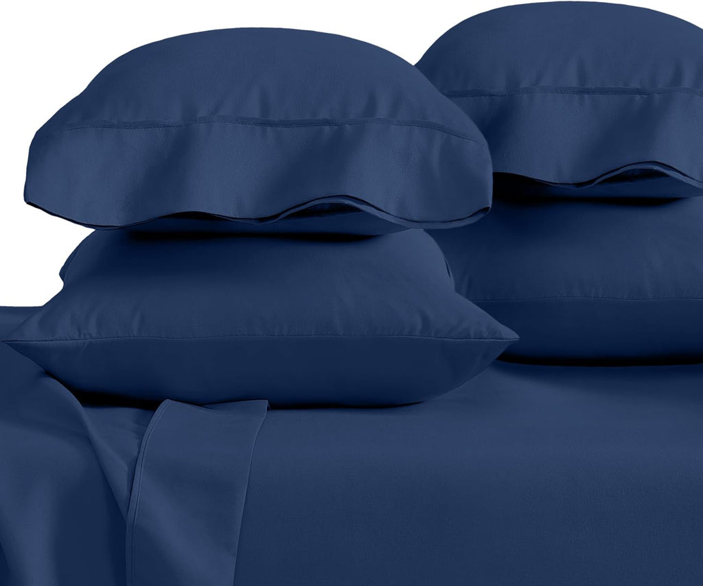 BareHome Bare Home Microfiber Bulk Pillow Cases - Standard/Queen Size Set of 4 - Cooling Pillowcases - Double Brushed - Dark Blue Pillowcas…