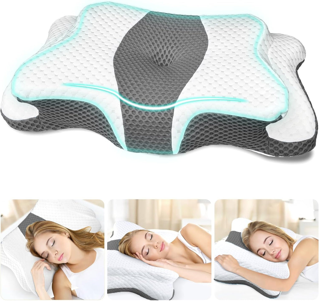 CHxxy Cervical Neck Pillow for Sleeping, Contour Memory Foam Pillows, Ergonomic Side Sleeper Pillows for Adults, Orthopedic Neck Support Pi…