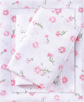 mooreeke Cozy Vintage Microfiber Printed Floral Full Sheet Set - Soft & Breathable Pink Daisy Bed Sheets with Extra Deep Pocket - Non-Slip…