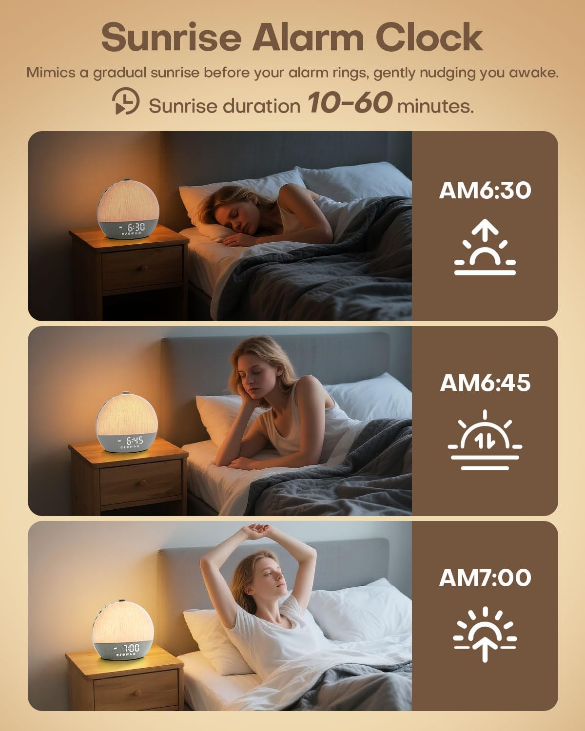 Sunrise Alarm Clock, White Noise Sound Machine, Sunlight Alarm Clocks for Bedrooms, 9 Natural Wake Up RGB Night Light, 30 Soothing Sounds…