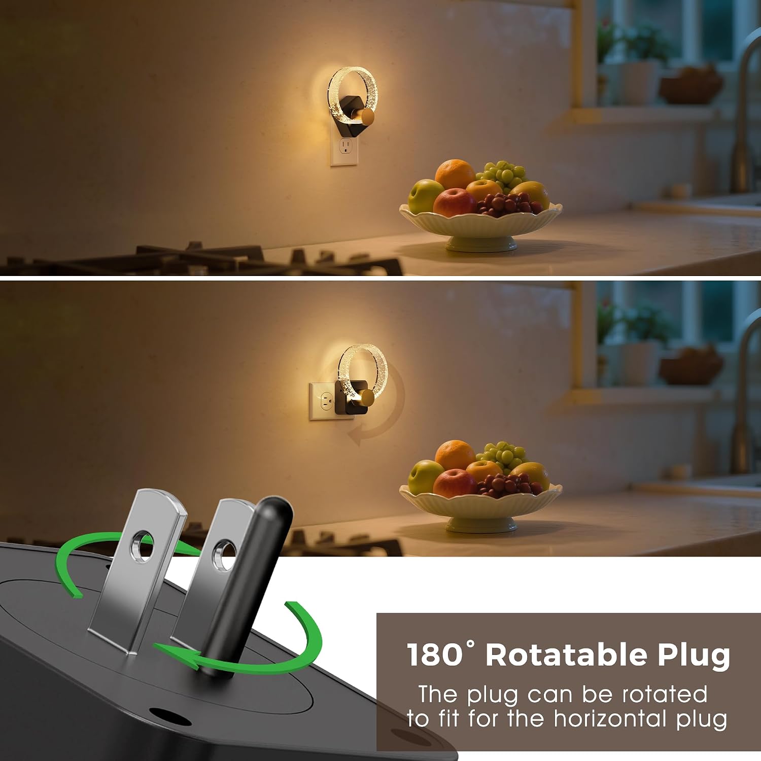 L LOHAS LED Night Lights Plug into Wall, 2 Pack Plug in Night Lights with Light Sensor, 3000K Soft White, 0-100LM Brightness Adjustable…